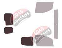 Gabarit vitrage - kit 3/4 arrière - Peugeot Bipper (1) Utilitaire 5 portes (depuis 2008)