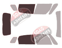 Gabarit vitrage - kit 3/4 arrière - Fiat 500 (1) L Trekking 5 portes (2014 - 2022)