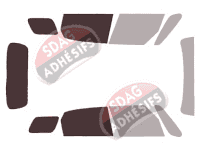 Gabarit vitrage - kit 3/4 arrière - Fiat 500 (1) L Living 5 portes (2013 - 2022)