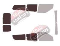 Gabarit vitrage - kit 3/4 arrière - Fiat Doblo (2) Maxi 6 portes (2009 - 2022)