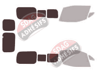 Gabarit vitrage - kit 3/4 arrière - Nissan Evalia (1) NV200 6 portes (2009 - 2021)