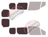 Gabarit vitrage - kit 3/4 arrière - Ford Connect (2) Court Vitres Fixes 6 portes (2014 - 2024)