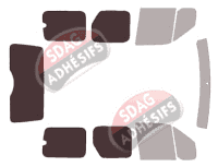 Gabarit vitrage - kit 3/4 arrière - Ford Connect (1) Tourneo 5 portes (2002 - 2013)