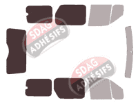 Gabarit vitrage - kit 3/4 arrière - Ford Connect (1) Tourneo Long 5 portes (2002 - 2013)