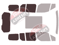 Gabarit vitrage - kit 3/4 arrière - Ford Grand Connect (2) Tourneo 5 portes (2014 - 2024)