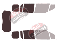 Gabarit vitrage - kit 3/4 arrière - Ford Tourneo (2) Connect 5 portes (2014 - 2024)