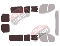 Gabarit vitrage - kit 3/4 arrière - Ford Tourneo (1) Custom Court 6 portes (depuis 2013)