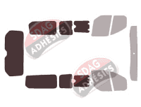 Gabarit vitrage - kit 3/4 arrière - Ford Tourneo (1) Custom Court 5 portes (depuis 2013)