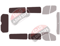 Gabarit vitrage - kit 3/4 arrière - Ford Tourneo (1) Custom LONG 5 portes (depuis 2014)