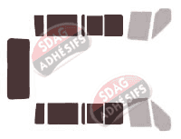 Gabarit vitrage - kit 3/4 arrière - Ford Transit (4) Court 4 portes (2000 - 2013)