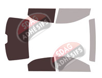 Gabarit vitrage - kit 3/4 arrière - Kia Soluto (1) Berline 4 portes (depuis 2018)