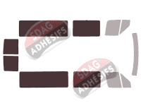 Gabarit vitrage - kit 3/4 arrière - Volkswagen LT (2) Moyen 5 portes (1996 - 2006)