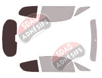 Gabarit vitrage - kit 3/4 arrière - Mitsubishi Colt (6) 3 portes (2004 - 2009)