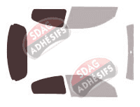 Gabarit vitrage - kit 3/4 arrière - Nissan Almera (2) 3 portes (2000 - 2006)
