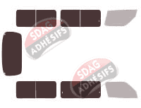Gabarit vitrage - kit 3/4 arrière - Nissan Panel Van 5 portes (2001 - 2011)