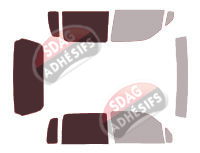 Gabarit vitrage - kit 3/4 arrière - Opel Agila (A) 5 portes (2000 - 2008)