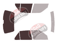 Gabarit vitrage - kit 3/4 arrière - Peugeot 106 (phase 2) 5 portes (1996 - 2003)