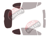 Gabarit vitrage - kit 3/4 arrière - Peugeot 207 PLUS 3 portes (2012 - 2015) Gabarit vitrage - kit 3/4 arrière - Peugeot 207 PLUS 3 portes (2012 - 2015)