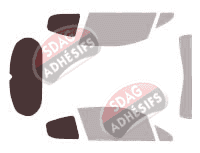 Gabarit vitrage - kit 3/4 arrière - Peugeot 208 (1) 3 portes (2012 - 2020)