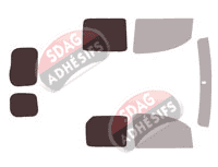 Gabarit vitrage - kit 3/4 arrière - Nissan Kubistar (2) Utilitaire 5 portes (2008 - 2022)