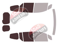 Gabarit vitrage - kit 3/4 arrière - Renault Kangoo (3) Court 2 Portes Arrieres 6 portes (depuis 2021) Gabarit vitrage - kit 3/4 arrière - Renault Kangoo (3) Court 2 Portes Arrieres 6 portes (depuis 2021)