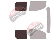 Gabarit vitrage - kit 3/4 arrière - Nissan Kubistar (2) Utilitaire 5/6 portes (2008 - 2022)
