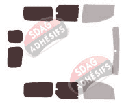 Gabarit vitrage - kit 3/4 arrière - Nissan Kubistar (2) Maxi 6 portes (2010 - 2022)