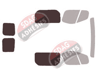 Gabarit vitrage - kit 3/4 arrière - Opel Vivaro (A) Utilitaire 5 portes (2002 - 2015)