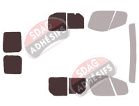 Gabarit vitrage - kit 3/4 arrière - Nissan PrimaStar (1) Utilitaire 5 portes (2002 - 2015)