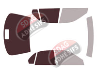 Gabarit vitrage - kit 3/4 arrière - Rover 600 Berline 4 portes (1997 - 2006) Gabarit vitrage - kit 3/4 arrière - Rover 600 Berline 4 portes (1997 - 2006)