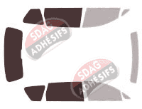 Gabarit vitrage - kit 3/4 arrière - Toyota Avensis (1) Verso 5 portes (2001 - 2008)