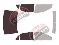 Gabarit vitrage - kit 3/4 arrière - Toyota Corolla (9) Berline 4 portes (2002 - 2008)
