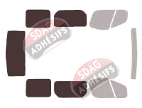 Gabarit vitrage - kit 3/4 arrière - Opel Vivaro (A) Court 5 portes (2002 - 2015) Gabarit vitrage - kit 3/4 arrière - Opel Vivaro (A) Court 5 portes (2002 - 2015)