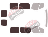 Gabarit vitrage - kit 3/4 arrière - Opel Vivaro (A) Court 6 portes (2002 - 2015) Gabarit vitrage - kit 3/4 arrière - Opel Vivaro (A) Court 6 portes (2002 - 2015)