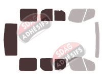 Gabarit vitrage - kit 3/4 arrière - Opel Vivaro (A) Court 5 portes (2002 - 2015) Gabarit vitrage - kit 3/4 arrière - Opel Vivaro (A) Court 5 portes (2002 - 2015)