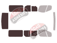 Gabarit vitrage - kit 3/4 arrière - Opel Vivaro (A) Long 5 portes (2002 - 2015)