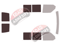 Gabarit vitrage - kit 3/4 arrière - Volkswagen Transporter T4 (4) Utilitaire 5/6 portes (1990 - 2003)