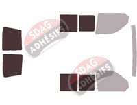 Gabarit vitrage - kit 3/4 arrière - Volkswagen Transporter T6 (6) Utilitaire 6 portes (depuis 2015)