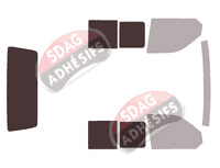 Gabarit vitrage - kit 3/4 arrière - Volkswagen Transporter T6 (6) Utilitaire 5 portes (depuis 2015)