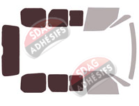 Gabarit vitrage - kit 3/4 arrière - Volkswagen Transporteur T7 (7) Multivan 5 portes (depuis 2021)