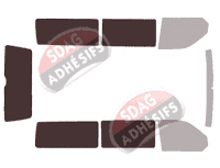 Gabarit vitrage - kit 3/4 arrière - Volkswagen Transporter T6 (6) Long 5 portes (depuis 2015)