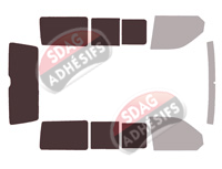 Gabarit vitrage - kit 3/4 arrière - Volkswagen Transporter T6 California (6) Sans Store Extérieur Intégré 4 portes (depuis 2015)