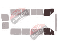 Gabarit vitrage - kit vitres avant - Nissan Interstar (1) Long 5 portes (1997 - 2011)