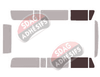 Gabarit vitrage - kit vitres avant - Volkswagen Transporter T2 (2) Combi 4 portes (1967 - 1979)