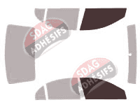 Gabarit vitrage - kit vitres avant - Kia Pride Berline 4 portes (2005 - 2011)