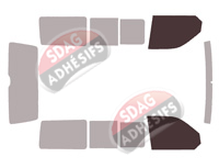 Gabarit vitrage - kit vitres avant - Volkswagen Transporter T6 California (6) Sans Store Extérieur Intégré 4 portes (depuis 2015)
