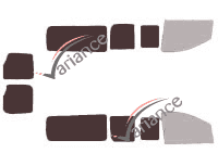 Gabarit vitrage - kit 3/4 arrière - Citroën Jumpy (2) Long 6 portes (2007 - 2017)