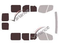 Glazing template - 3/4 rear kit - Nissan PrimaStar (1) Short 5 doors (2002 - 2015)