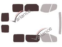 Glazing template - 3/4 rear kit - Nissan PrimaStar (1) Short 6 doors (2002 - 2015)