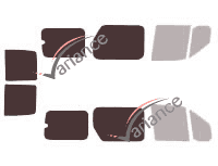Schablone Verglasung - Kit 3/4 hinten - Ford Tourneo (1) Connect Long 6 Türen (2002 - 2012) Schablone Verglasung - Kit 3/4 hinten - Ford Tourneo (1) Connect Long 6 Türen (2002 - 2012)
